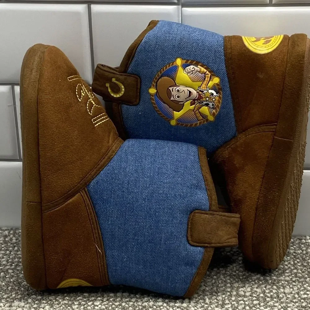 Toy Story Slippers Cowboy Boots Boys 11 12‎ Woody Soft Disney S4